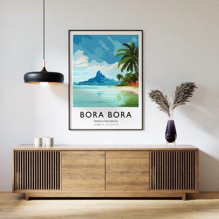Poster Bora Bora Travel Poster , French Polynesia Travel Print, Tropical Travel Art, Travel Poster , Colourful Travel Decor, Travel Gift, A1/A2/A3/A4-UNFRAMED