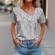 thumbnail image 2 of Tops de Algodón para Mujeres Cuello en V Casual de Manga Corta, Imitación Algodón Primavera Y Blusa de Verano, 2 of 5