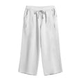 thumbnail image 3 of ShomPort Casual Capris for Women Cotton Linen Summer Low Waist Drawstring Wide Leg Capri Pants Vacation Beach, 3 of 7