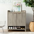 thumbnail image 6 of ARKANTOS Fluted Shoe Cabinet 3 Level Adjustable Shelf and 2 Doors Light Gray Oak, 6 of 6