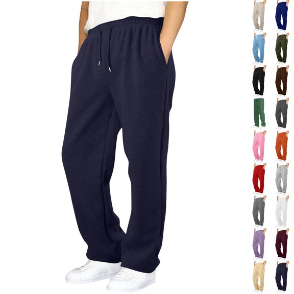 Husipze Boys Sweatpants Drawstring Straight Leg Sweat Pants Kids Elastic Waist Soft Joggers Open Bottom Active Casual Trousers Navy 4-5 Years