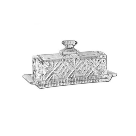 Covered Butter Dish Embossed Cheese Organiser in Glass for Kitchen