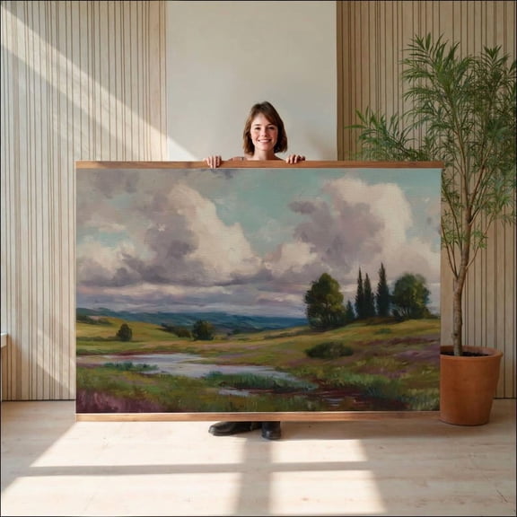 Serene Meadow, Extra Large Wall Art, Oversized Wall Art, Nature Tapestry, Nature Wall Art, Wall Hanging Canvas, Oil Painting Print , 8x12 UNFRAMED