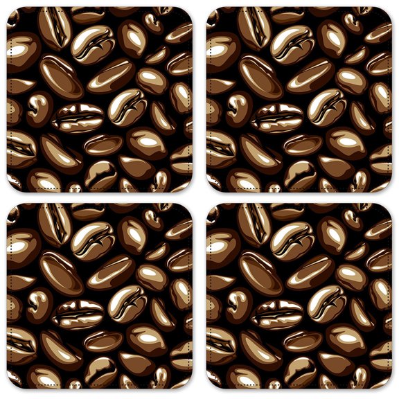 Vinyl Drink Coasters - Set of 4 - Coffee Beans