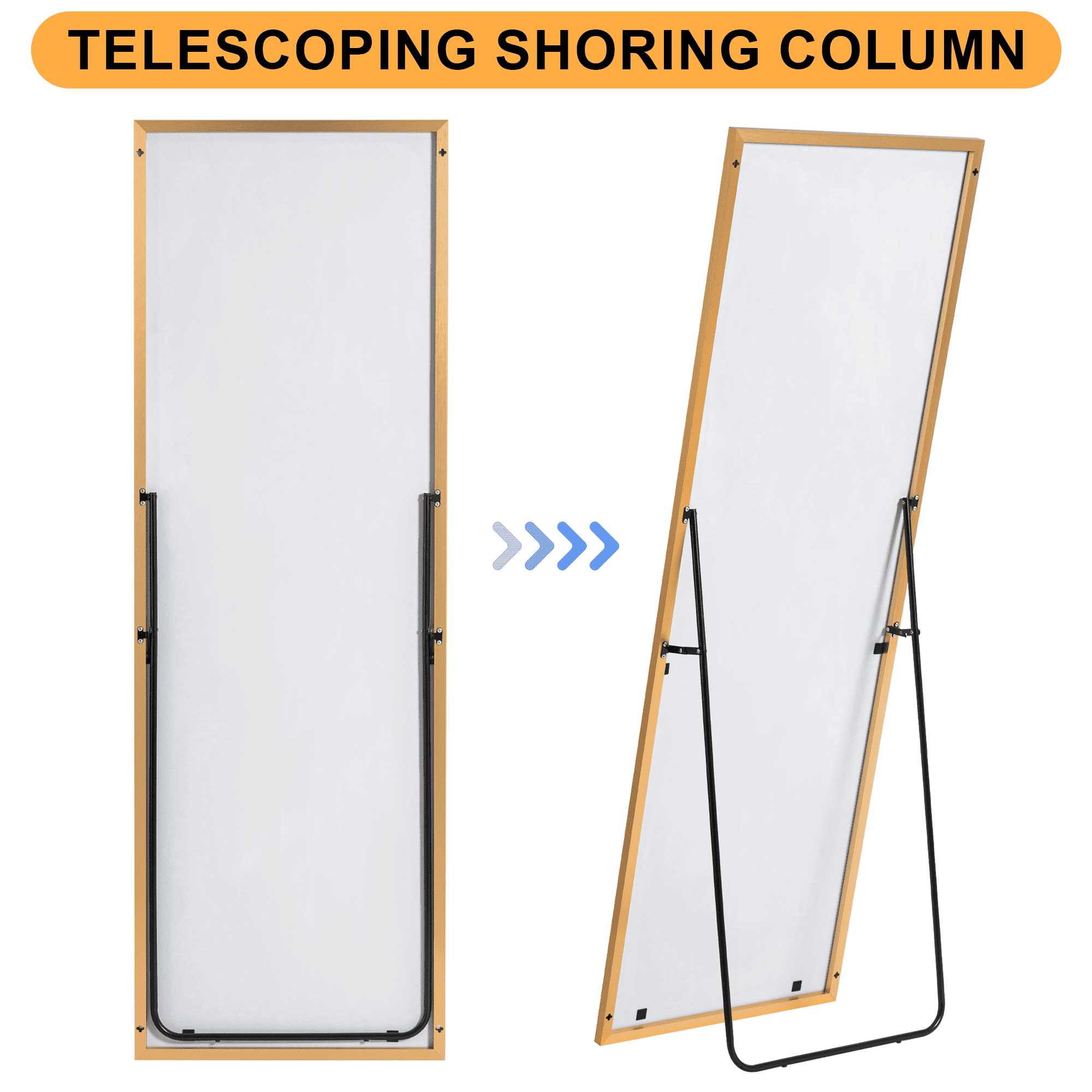 MAYEERTY 71"×32" Gold Aluminum Slim-Frame Rectangular Full-Length Mirror Stable Stand for Home