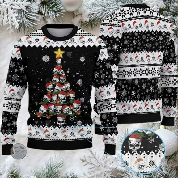 2025 Skull Pine Tree Christmas Sweater