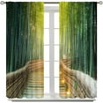 thumbnail image 3 of Bamboo Curtain,Tropical Nature Bridge Print Blackout Curtains,Green Natural Forest Landscape Thermal Insulated Rod Pocket Window Drapes for Bedroom Living Room Kitchen Home Decor.52x84 Inch, 3 of 6