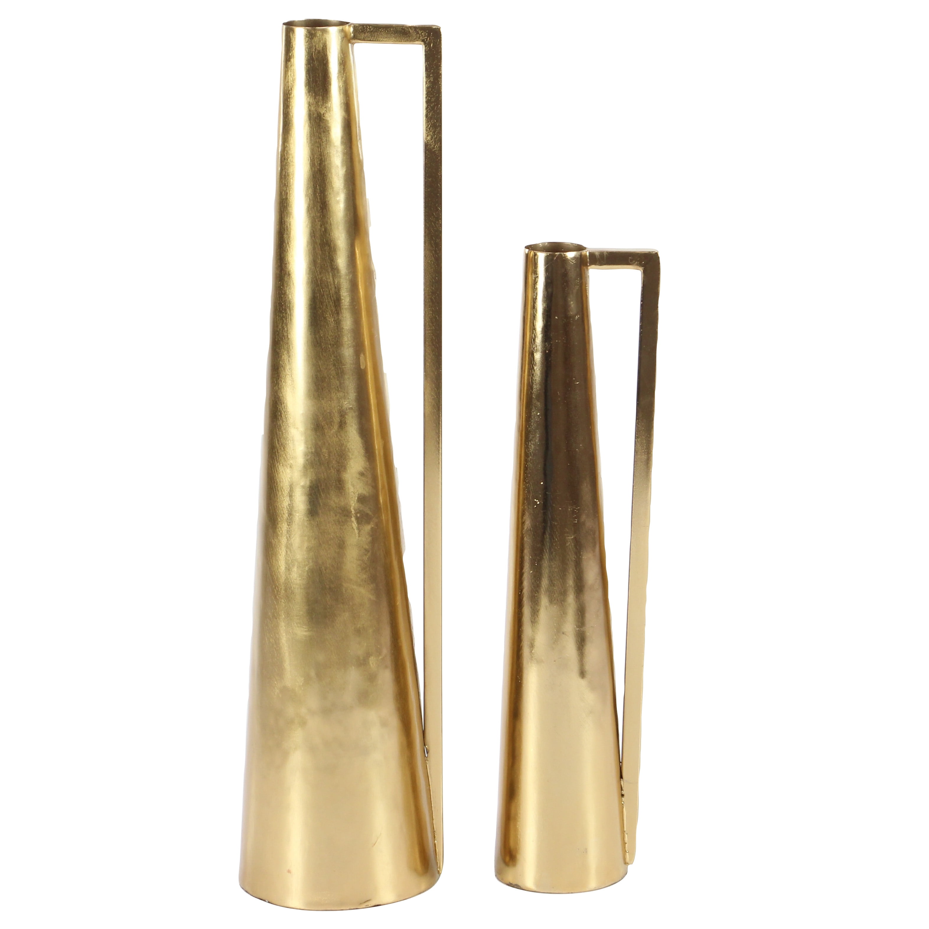 DecMode 17", 22"H Solid Iron Vases, Gold Set of 2Pieces
