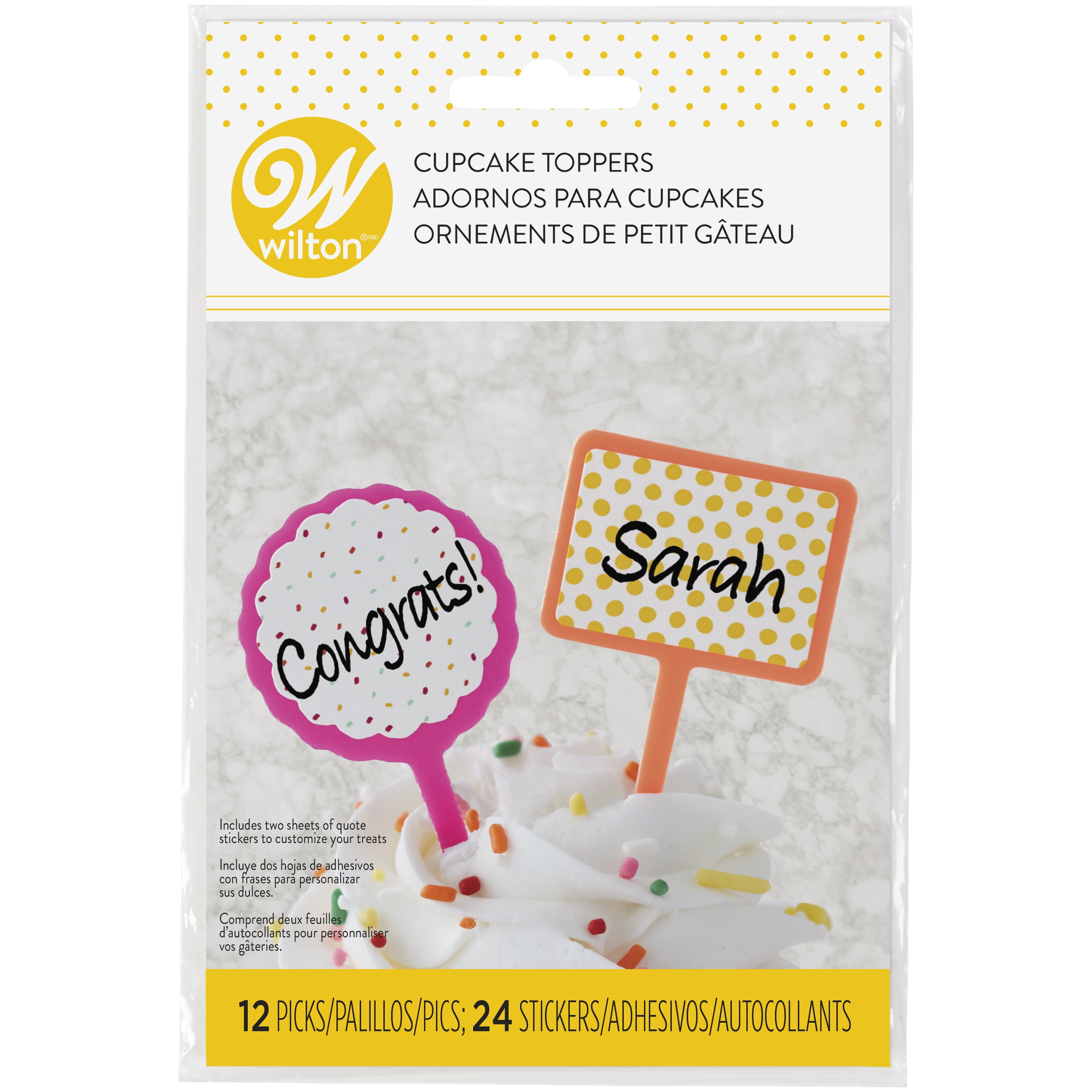 Wilton Customizable Sticker Cupcake Toppers, 12Count