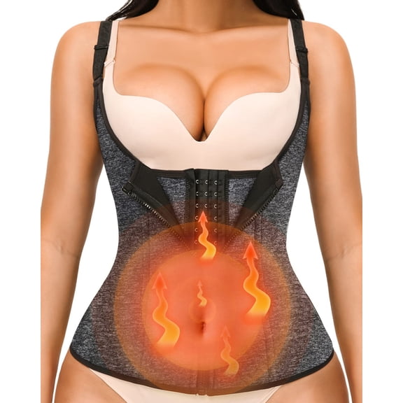 ZOUYUE Clip On Zipper Waist Training Corset,Women's Neoprene Sports Sauna Tank Top,Tummy Control Shapewear