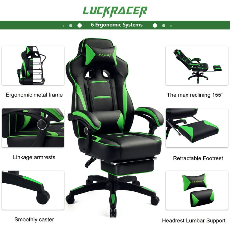 GTRACING Gaming Chair in Home with Footrest PU Office PC Chair
