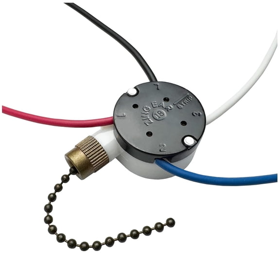 GJX Ceiling Fan Pull Chain Switch 3 Speed 4 Pre-Installed Wires Replacement Fan Light Switch for Ceiling Fans and Light Kits Ceiling Fan Switch 3 Speed 4 Wire(Antique 1Pack)