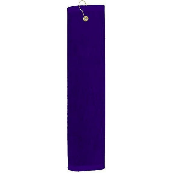 16" x 26"  Premium Cotton Velour Golf Towel with Tri-fold Hook & Grommet Placement-Purple