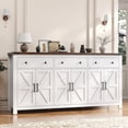 thumbnail image 4 of Lafnest 71" Farmhouse Sideboard with 6 Barn Doors & 3 Drawers,Buffet Cabinet for Kitchen & Dining Room,White, 4 of 8