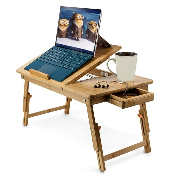 Zimtown Natural Bamboo Bed Tray Adjustable Laptop Folding Bed Table Walmart Com Walmart Com