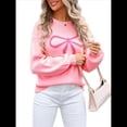 thumbnail image 1 of Suéter para Mujer, Estilo Y2K, de Larga y Cuello Redondo, Tejido de Punto, Estilo Jersey Estético. Rosa XL, 1 of 10