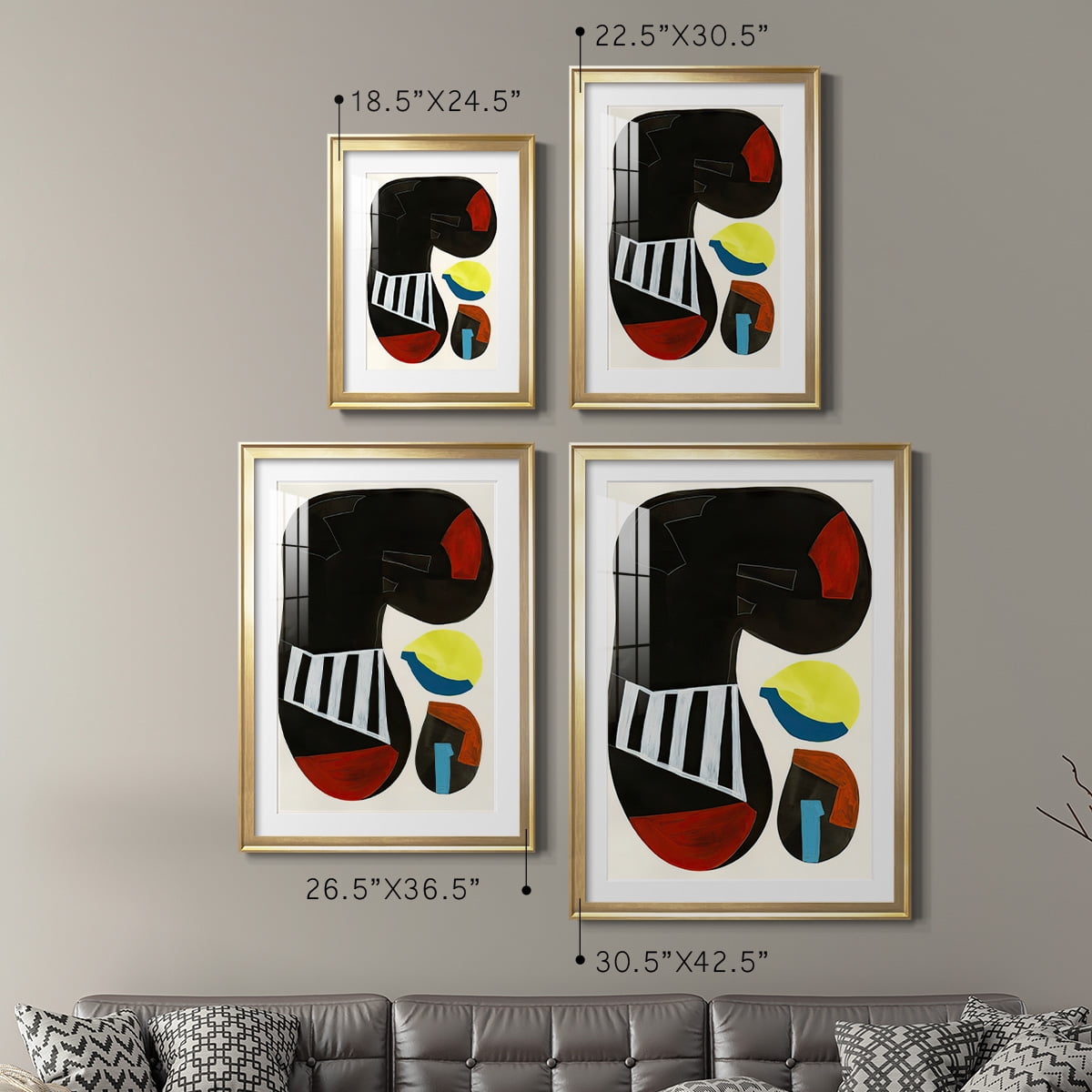 Wexford Home Barcelona I Premium Framed Print, 18.5" x 24.5" - Ready to Hang, Gold (Set of 2)