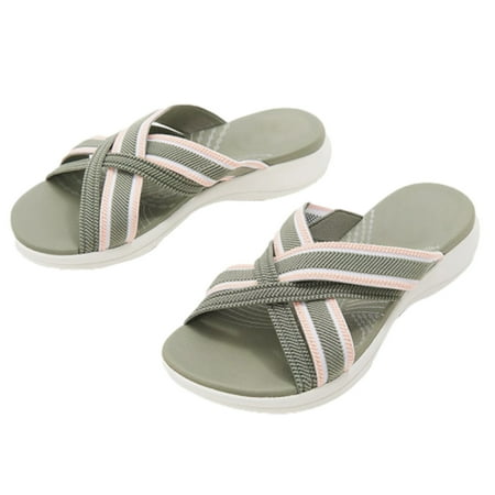 

Là Vestmon Women＇ s Slip on Slides Sandals Comfy Cross Slide Sandals Shoes