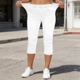 thumbnail image 5 of NinXxx Women's High Waist Stretchy Button Pocket Pull On Cropped Yoga Pants White S, 5 of 7