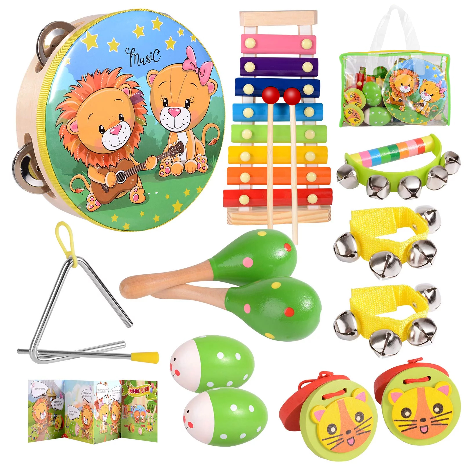 Oathx Wooden Montessori Musical Instrument Set 16 Pieces photo 1