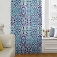 thumbnail image 5 of Vintage Morocco Sheer Curtains 45 Inches Long, Traditional Tribal Abstract Geometric Blue Light Filering Curtains, Breathable Simi Curtain Privacy Drapes for Kitchen Bathroom Small Window Treatment, 5 of 9