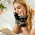 thumbnail image 4 of Tupukom Women's Knitted Fingerless Gloves with Cute Cat Embroidery,Cat Embroidery Splicing Knitted Gloves for Women, 4 of 8