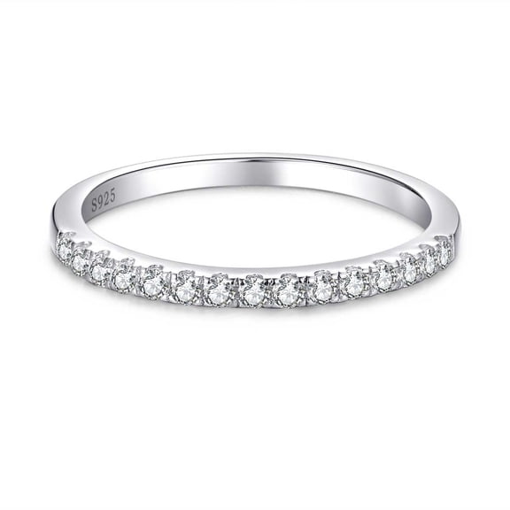 Timorina Half Eternity Engagement Ring in 18K White Gold Over Silver