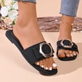 thumbnail image 4 of Eltusu Women Flat Slide Sandals, PU Open Toe Slip On Fashion Summer Shoes Black Size 7, 4 of 6