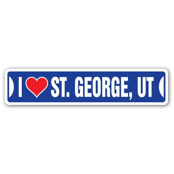I LOVE ST. GEORGE UTAH Street Sign ut city state us wall road décor gift