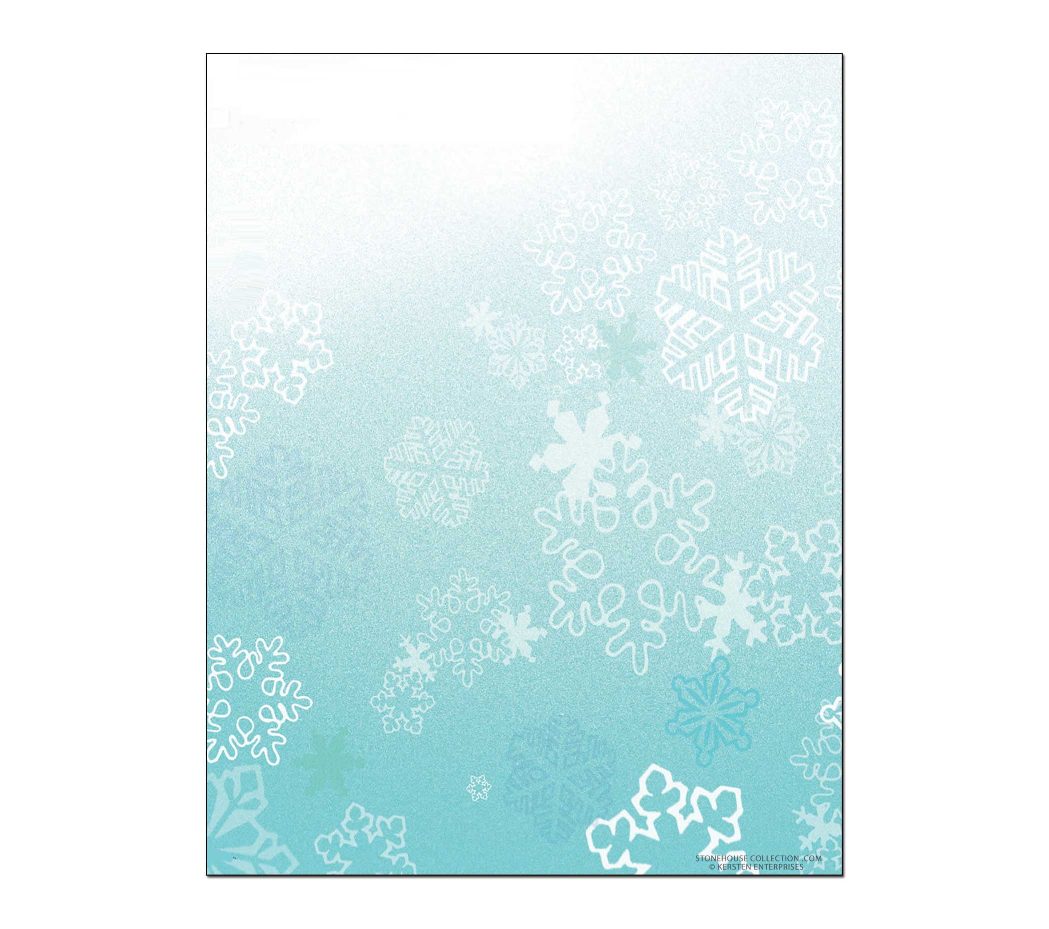 Winter Snowflakes Letterhead Stationery - 60 Paper Sheets Per 