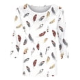 thumbnail image 6 of JTZGDY Western Shirts for Women Plus Size Vintage Ethnic Floral Print Summer 3/4 Lenght Sleeve Crewneck Graphic Tunic Tees Loose Oversized Casual Dressy Blouses White#02 XXXXL, 6 of 6