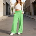 thumbnail image 2 of ANINEO Women Casual Pants Elastic Waist Wide Leg Sweatpants With Pockets Comfortable Loose Fit Trousers Solid Color Breathable Daily Female Slacks, 2 of 4