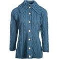 thumbnail image 4 of Aran Irish Knitted Cardigan Sweater 100% Merino Wool Women's Chunky Jacket with Buttons Made in Ireland, 4 of 6