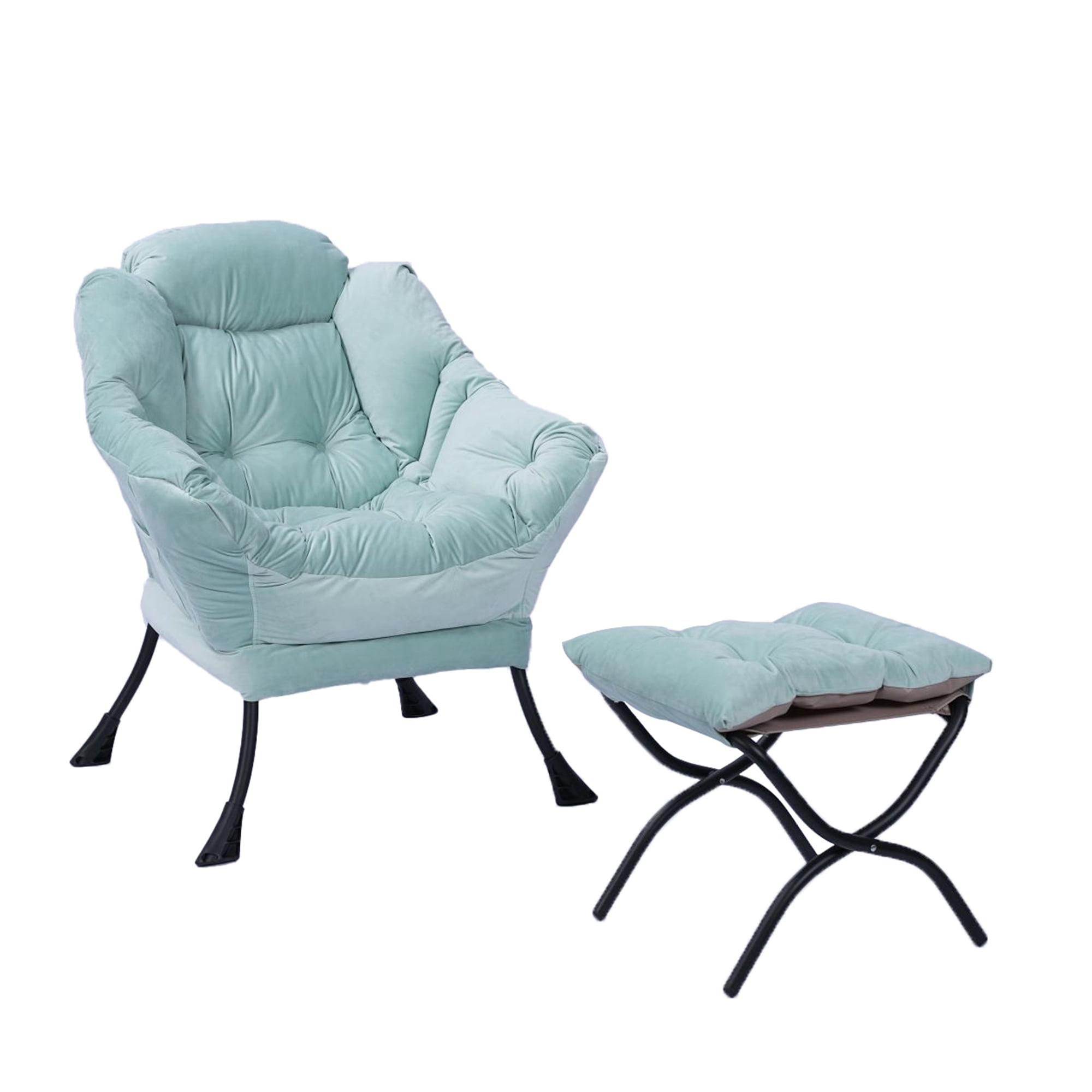 Kadyn Living Room Chairs, Single Sofa Chairs with Armrests and A Side Pocket, Green Armchair, Chair with Ottoman Set Kadyn Living Room Chairs, Single Sofa Chairs with Armrests and A Side Pocket, Green Armchair, Chair with Ottoman Set