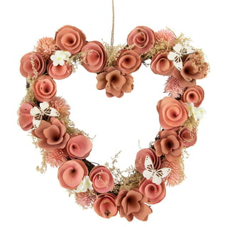 Pink Rose Heart Shaped Wreath 24 x 26 x 4 inches Love, Wedding, Bridal