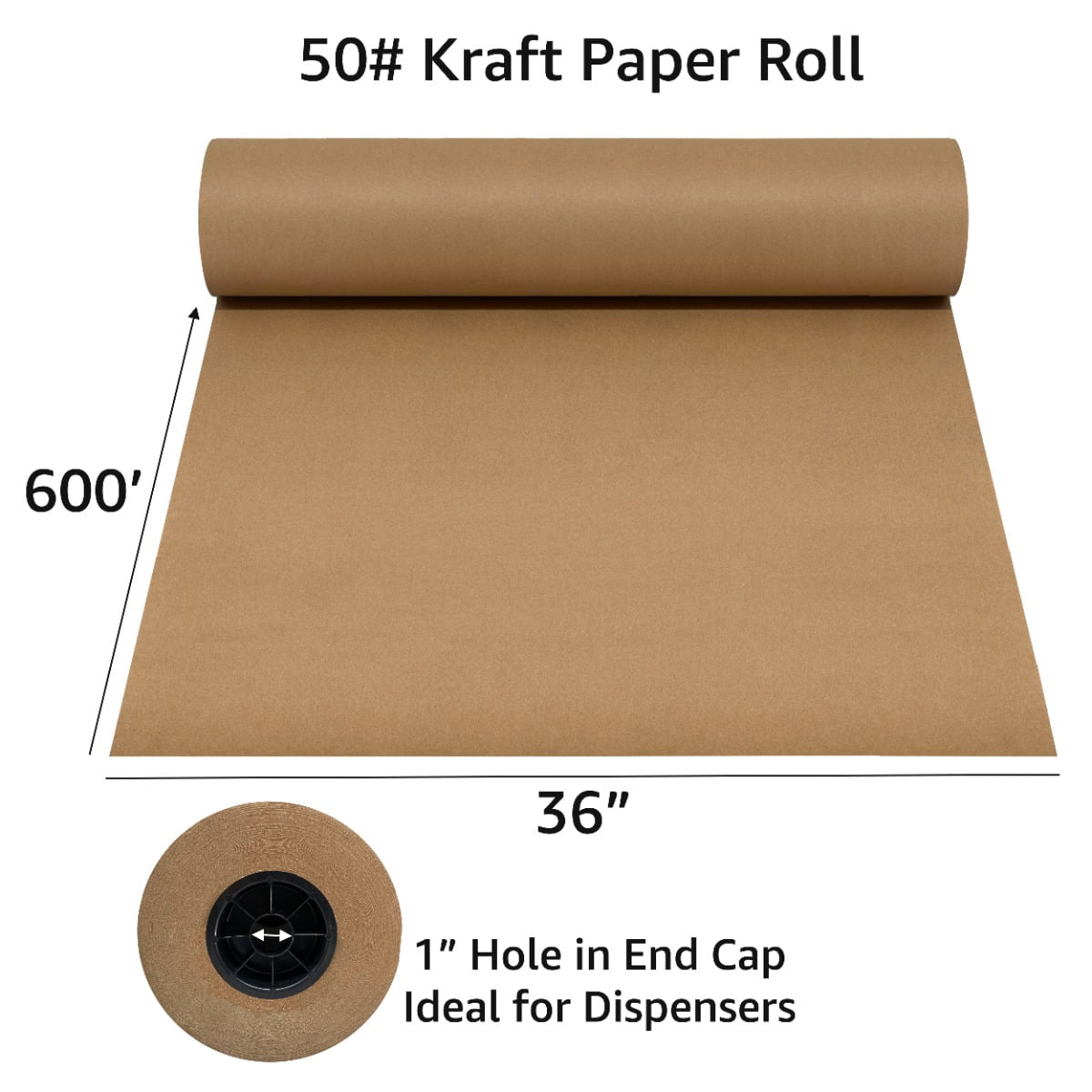 Kraft Paper Roll 600'x36" 50lb Strength Brown Shipping Wrapping Cushioning Fill