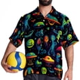 thumbnail image 4 of Alien Men's Short Sleeve Poplin Shirts, Casual Printed Button Down Tops for Summer Beach, Unisex with Spread Collar, 4 of 6