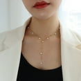 thumbnail image 3 of Collier de Perles baroque imitation style Français, Collier en Acier Titane Accessoires en Forme de Y Collier Pompon, 3 of 5