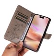 thumbnail image 4 of for iPhone 16 Wallet Case, [with Card Holder] Embossed Pattern PU Leather Detachable Wrist Strap Slim Shockproof Protective Flip Stand Phone Case for iPhone 16 Women Girls, Grey, 4 of 7