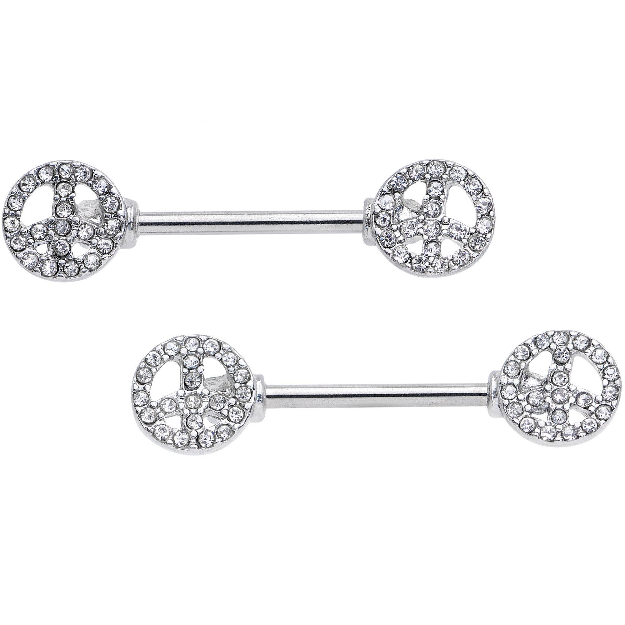 Body Candy 14G Womens Nipplerings Piercing 316L Steel 2Pc Clear Accent