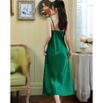 thumbnail image 5 of Defitshape Women's Silk Nightgown Satin Pajama Dress Spaghetti Straps Cowl Neck Silky Pjs Luxury Summer Sleeveless Soft Cool Cami Lightweight Slim Fit Side Slit Lingeries Green Large, 5 of 5