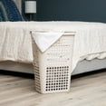 thumbnail image 2 of Mind Reader Slim Tapered Laundry Hamper with Lid, Clothes Basket with Swiss Cross Cut-Outs, Lightweight & Ventilated, Plastic, Ivory, 2 of 7