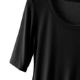 thumbnail image 4 of WREESH Women's Casual Solid Color Short Sleeve T-Shirt Summer Round Neck Top Black, 4 of 6