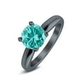 thumbnail image 2 of Black Tone Simulated Paraiba Tourmaline CZ Wedding Ring 925 Sterling Silver Size 7, 2 of 5