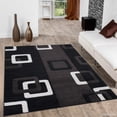 thumbnail image 1 of Allstar Black Modern Geometric Brown square design Area Rug (7' 9" x 10' 5"), 1 of 7