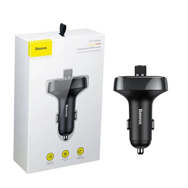 Baseus-transmisor FM para coche, manos libres, Bluetooth, reproductor modulador MP3, USB Dual 3.4A, cargador de Audio para cargador de teléfono móvil