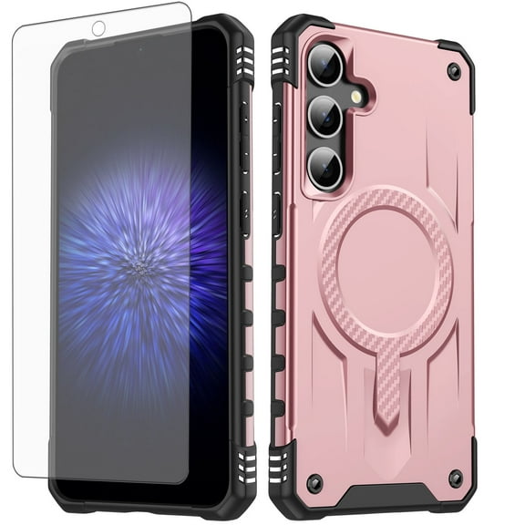 Dswteny Phone Case For Samsung Galaxy A54 5G/A74/A93 Magsafe Tempered Glass Screen Protector Cell Cover Rugged Shockproof Heavy Duty Magnetic Protective A545G A 54 54A 4G G5 SM A546U Women Rose gold