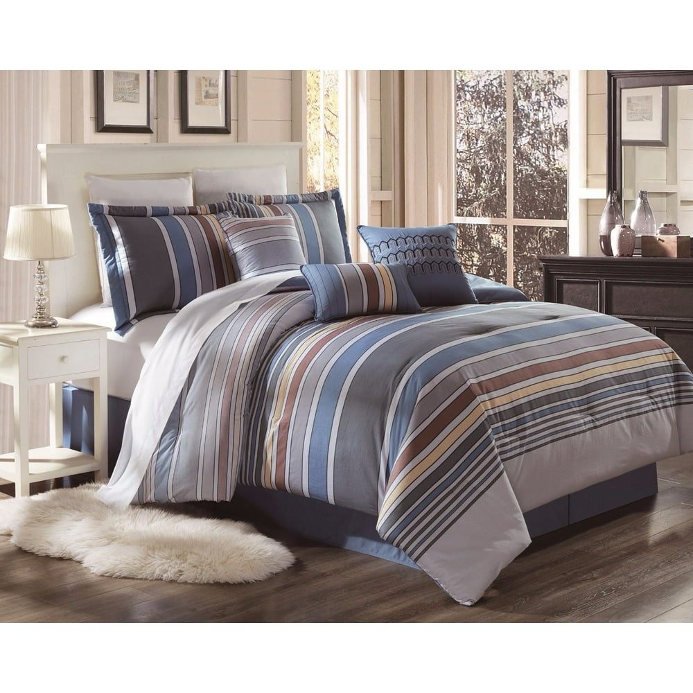 BY332 3Piece Striped Pattern Queen Cotton Duvet Cover Bed Set For