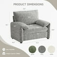 thumbnail image 3 of 42" Modern Armchair, Oversized Accent Chair with Padded Arms, Chenille Fabric, Grey, 3 of 10