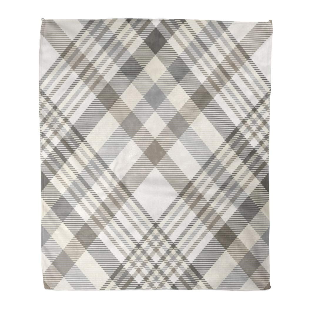 Blue and Brown Tattersall Check Pattern Ultra-Soft Micro Fleece Blanket for Couch Or Bed Warm Throw Blanket for Adults Or Kids 